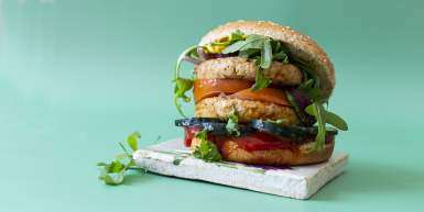 burger fondo azul