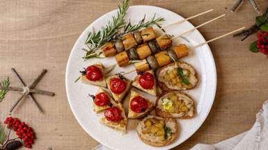 Entrantes y canapés navideños veganos