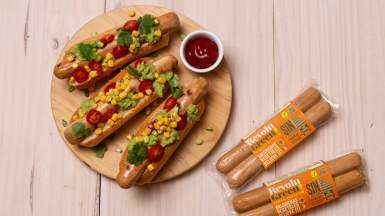 Hot Dog Vegano con guacamole casero
